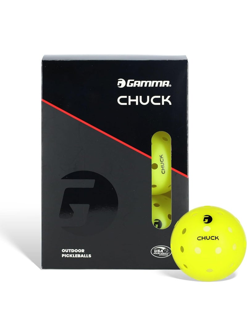 Gamma Chuck Tournament Pickleballs for Outdoor Play, Symmetrical 38-Hole Design Meets USAPA Standards, 6 Pack - Image 1