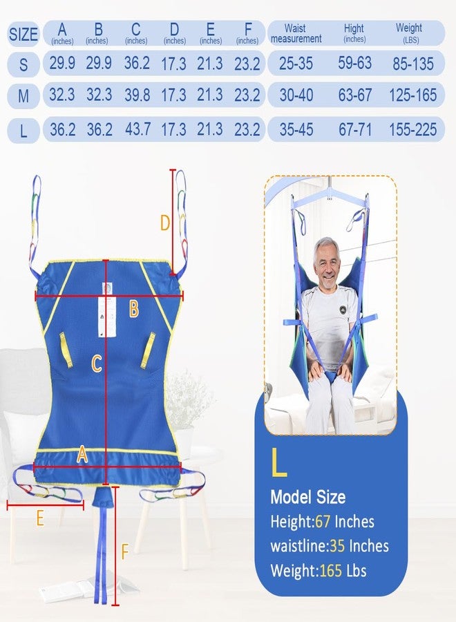 Ehucon Universal Full Body Patient Lift Sling,Thickened Medical Sling for Transfer,Bed Positioning and Lifting,Transfer Sling for Elderly,Disabled,Bedridden-500LBS (Blue, Large) - Image 3