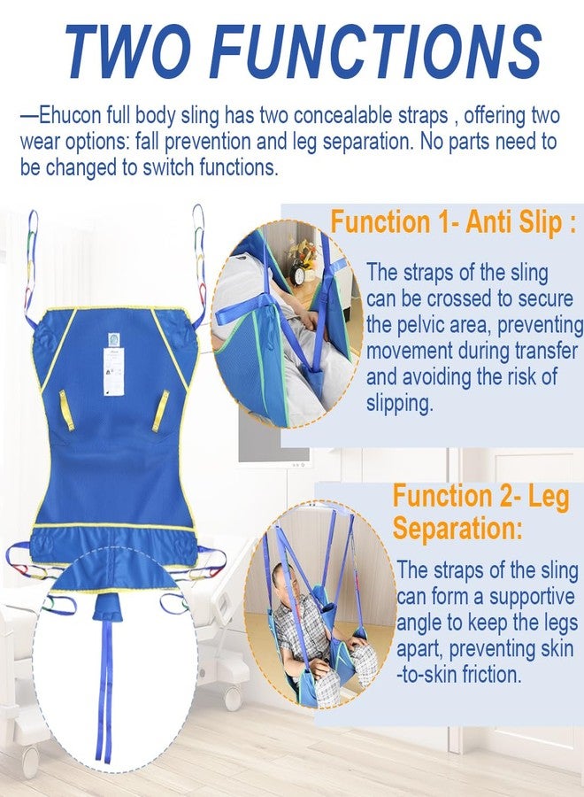 Ehucon Universal Full Body Patient Lift Sling,Thickened Medical Sling for Transfer,Bed Positioning and Lifting,Transfer Sling for Elderly,Disabled,Bedridden-500LBS (Blue, Large) - Image 4
