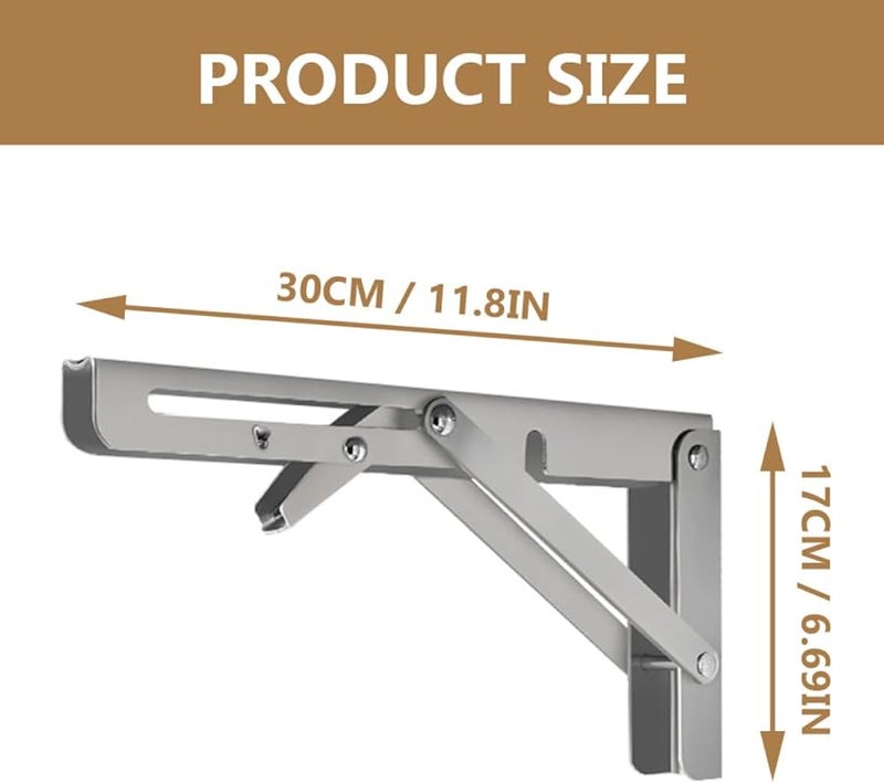 2Pcs 12 Inch Stainless Steel Shelf Brackets Heavy Duty Wall Mounted Support Rack - Image 5