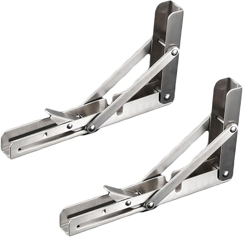 2Pcs 12 Inch Stainless Steel Shelf Brackets Heavy Duty Wall Mounted Support Rack - Image 1