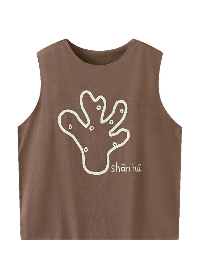 Papapapa Summer Baby Vest Cooling Boys And Girls Fashionable Stylish Vest Dark Brown 80 CM