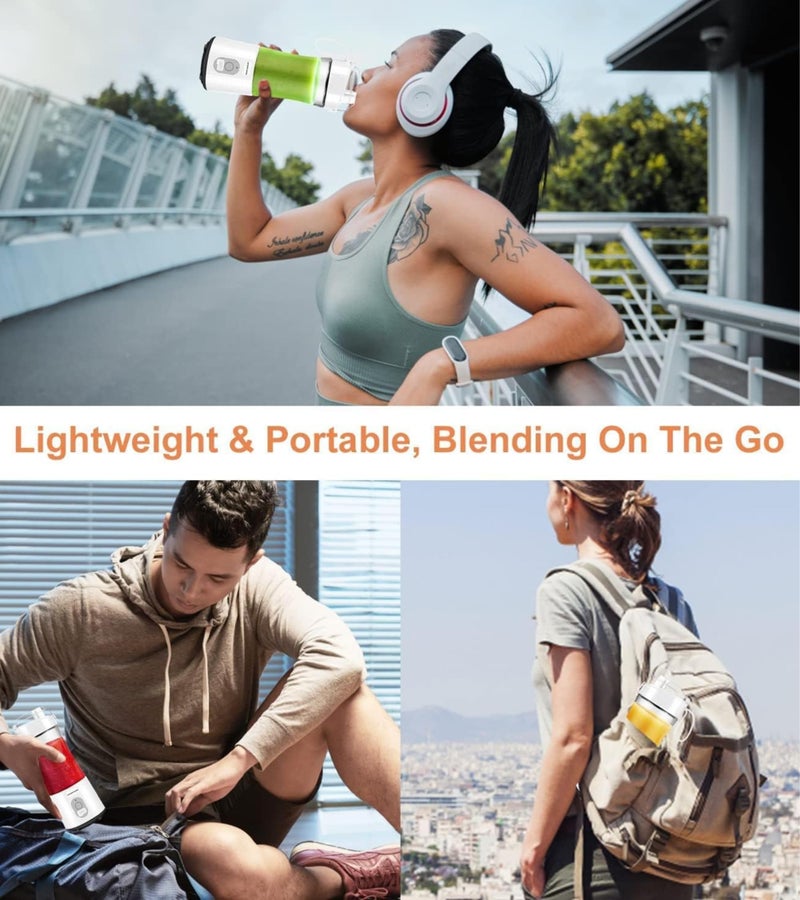 Premsons Mix & Go® Portable Blender Juicer – USB Rechargeable Smoothie Maker with 6 Blades, 380ml Capacity, 2000mAh Battery – Waterproof Mini Blender for Travel, Gym & Office - Yellow - Image 4