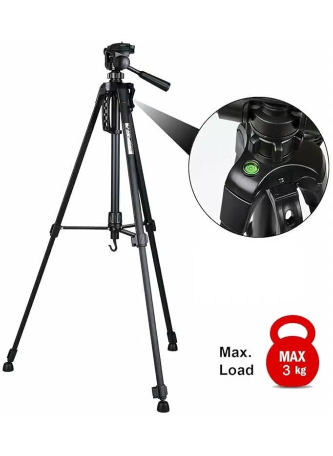 JAJEEK Aluminum Portable Tripod for DSLR Camera & Camcorder WF-3520 | Lightweight, Adjustable, 3-Way Pan Head | Perfect for Photography, Vlogging, and Filming (Black)  - Image 3