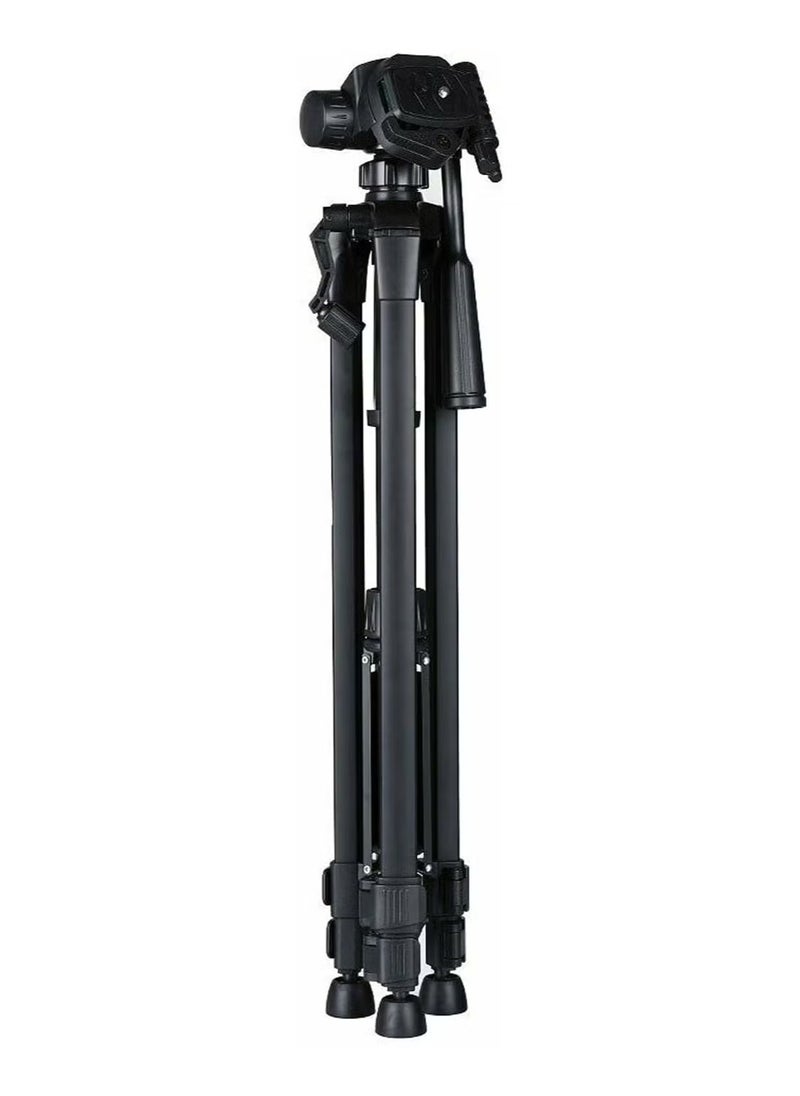 JAJEEK Aluminum Portable Tripod for DSLR Camera & Camcorder WF-3520 | Lightweight, Adjustable, 3-Way Pan Head | Perfect for Photography, Vlogging, and Filming (Black)  - Image 2