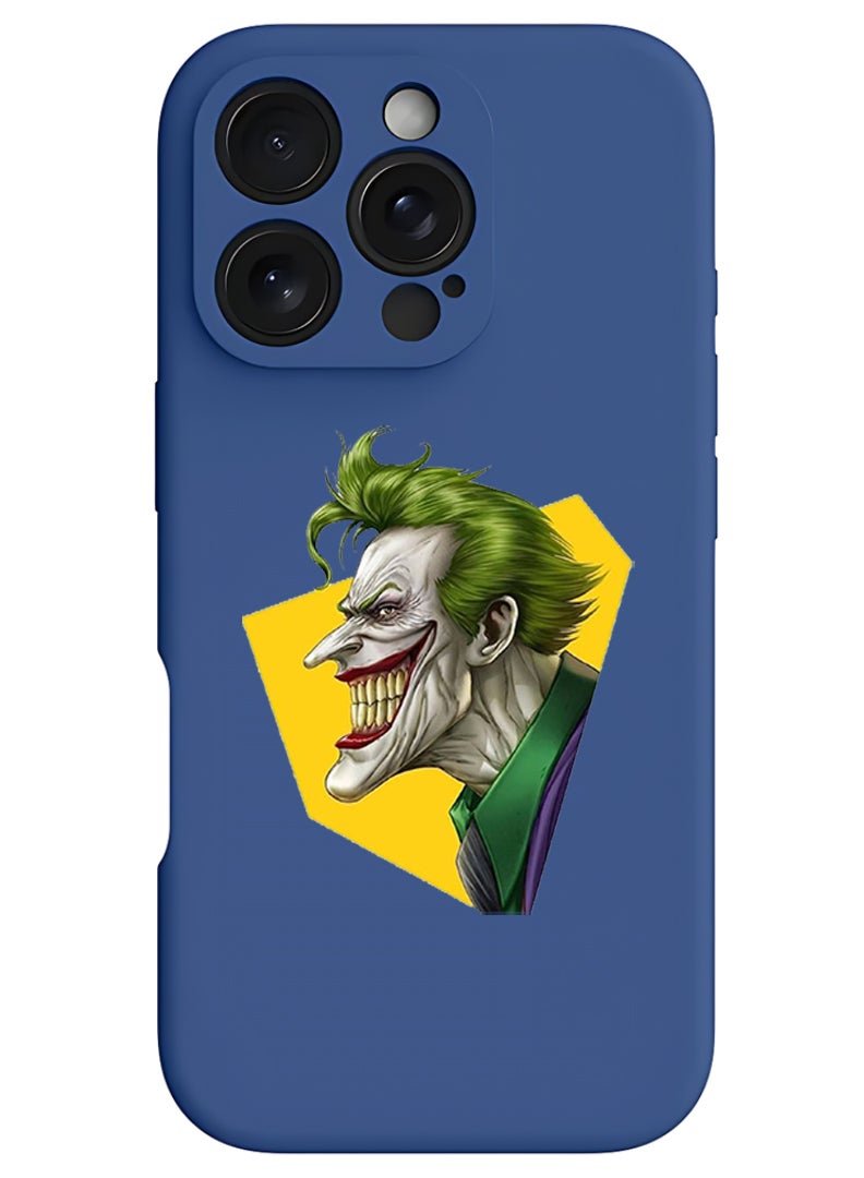 Theodor iPhone 16 Pro Max Blue Protective Slim Fit Case Liquid Silicone Cover with Full Body Protection Anti-Scratch Shockproof Case For iPhone - Joker face - Image 1