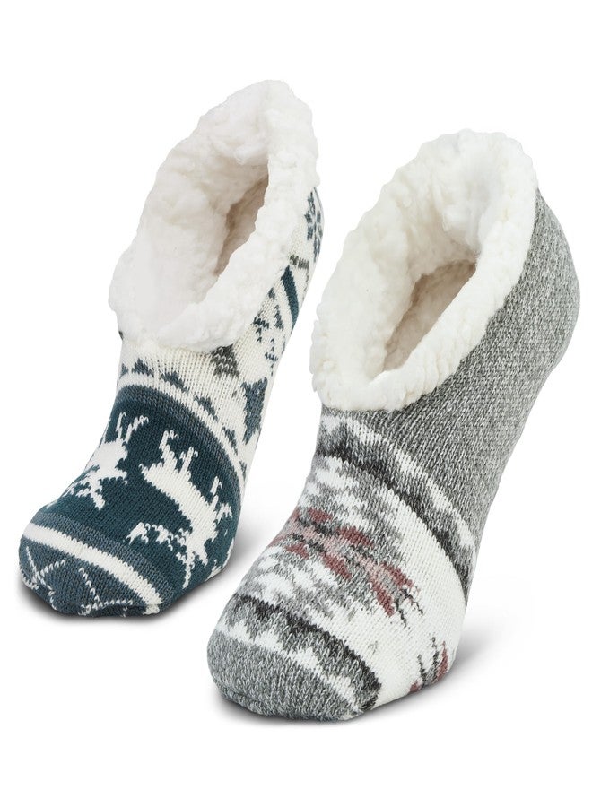 سوف سول جوارب سوف سول النسائية للتدفئة، رمادي/أبيض/أخضر، مقاس متوسط (زوجان) - Image 1