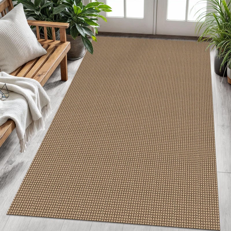 KOZYFLY Washable Area Rug 4x6 ft Non Slip Rubber Backed Living Room Rugs Braided Woven Cotton Kitchen Rugs Indoor Entryway Rug Floor Carpet for Dining Living Room Bedroom TanOrangeBrown