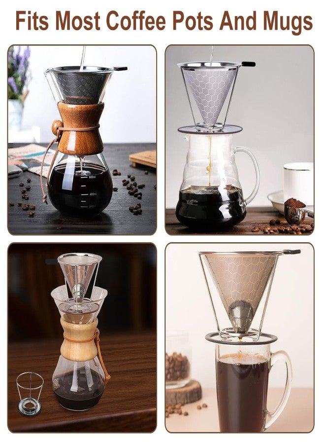 Abnaok Pour Over Coffee Dripper, Abnaok Stainless Steel Filter,Easy to Clean Paperless Pour Over Coffee Maker,Reusable Filter,Cone Dripper with Removable Cup - Image 4