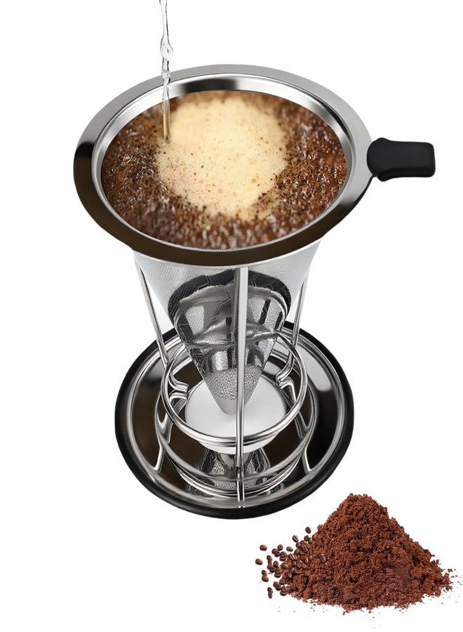 Abnaok Pour Over Coffee Dripper, Abnaok Stainless Steel Filter,Easy to Clean Paperless Pour Over Coffee Maker,Reusable Filter,Cone Dripper with Removable Cup - Image 1