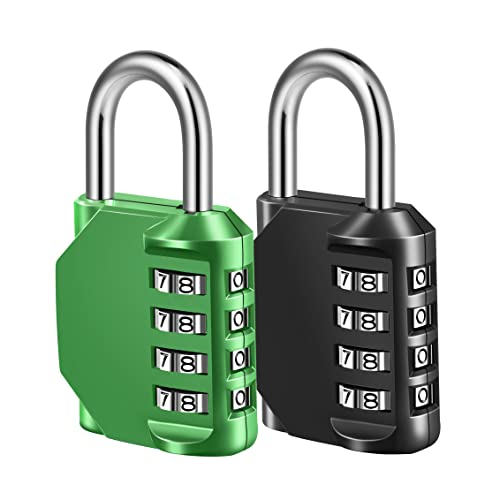 Fayleeko Combination Lock, 4 Digit Combination Padlock for School Gym Sports Locker, Fence, Toolbox, Case, Hasp Cabinet Storage (2 Pack, Green & Black) - Image 1