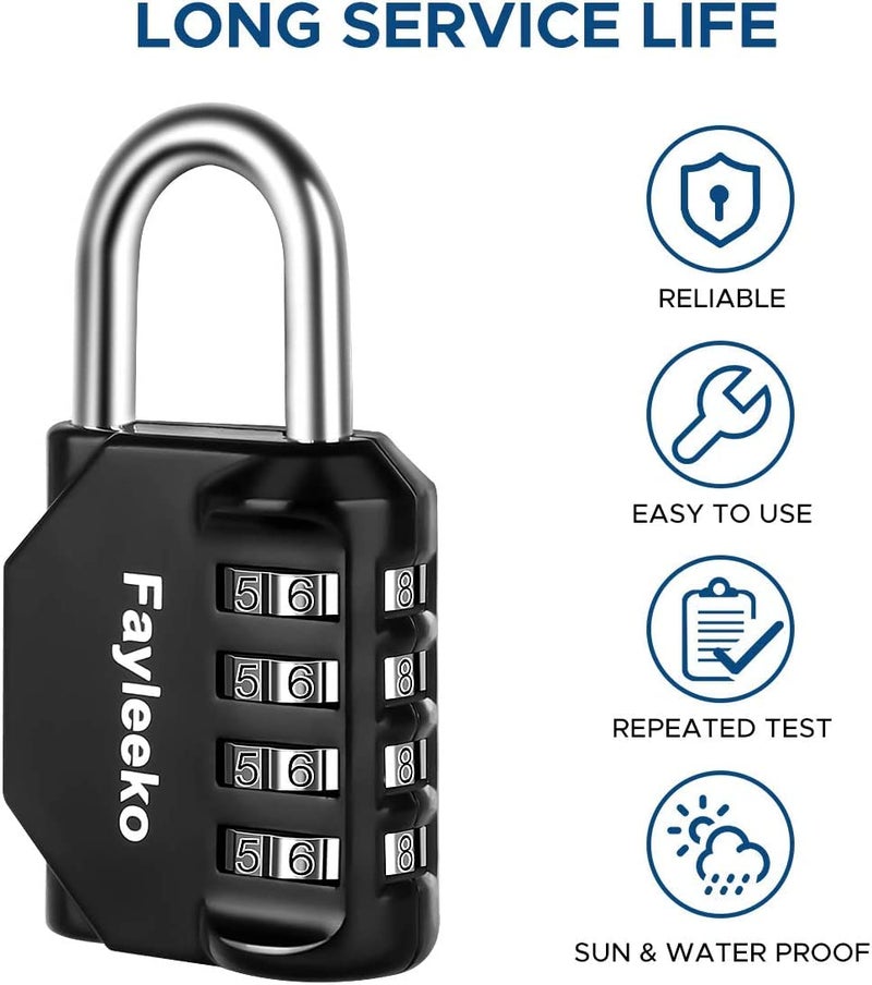 Fayleeko Combination Lock, 4 Digit Combination Padlock for School Gym Sports Locker, Fence, Toolbox, Case, Hasp Cabinet Storage (2 Pack, Green & Black) - Image 4