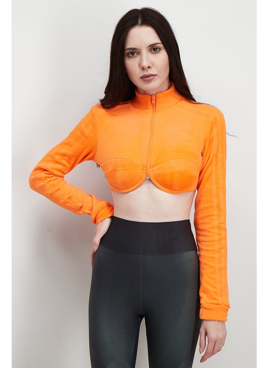 Women Mock Neck Long Sleeve Track Crop Top, Orange - pzsku/ZF3DAF38AD488022FF312Z/45/_/1737641922/06a65347-c63b-4c5d-bdce-dcabad81e9bd