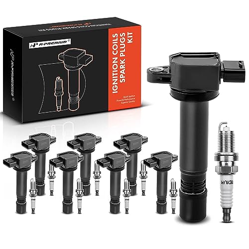 A-Premium Ignition Coils and Spark Plugs Kits Compatible with Volvo XC90 2005-2011, S80 2007-2010, 4.4L 8-PC Set - Image 1