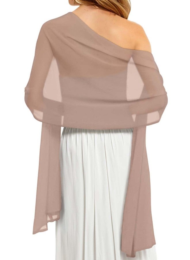 CHICGAL Shawls and Wraps for Evening Dresses, Chiffon Scarves for Women Wedding Guest Bride Bridesmaid (Khaki) - Image 1