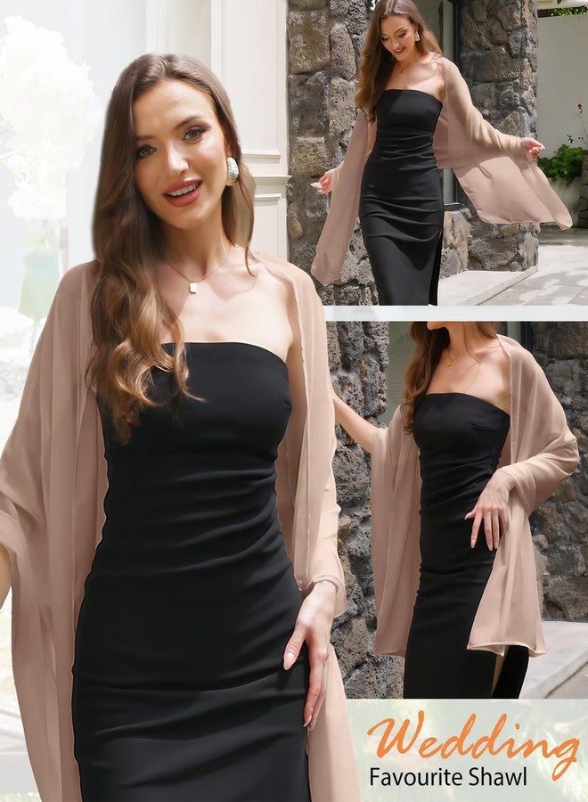 CHICGAL Shawls and Wraps for Evening Dresses, Chiffon Scarves for Women Wedding Guest Bride Bridesmaid (Khaki) - Image 3