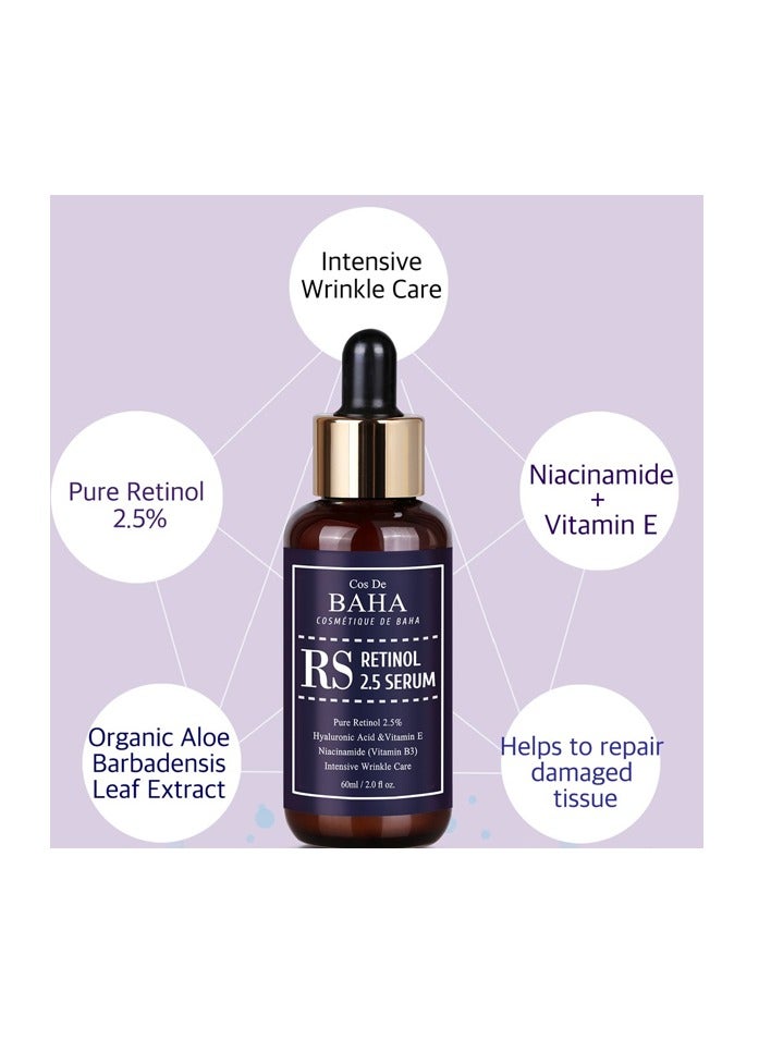 Cos De BAHA Cos de baha Retinol 2.5% Facial Serum with Vitamin E - Facial Crepe Erase + Diminishes Acne-prone + Age Spot Remover  - Image 3