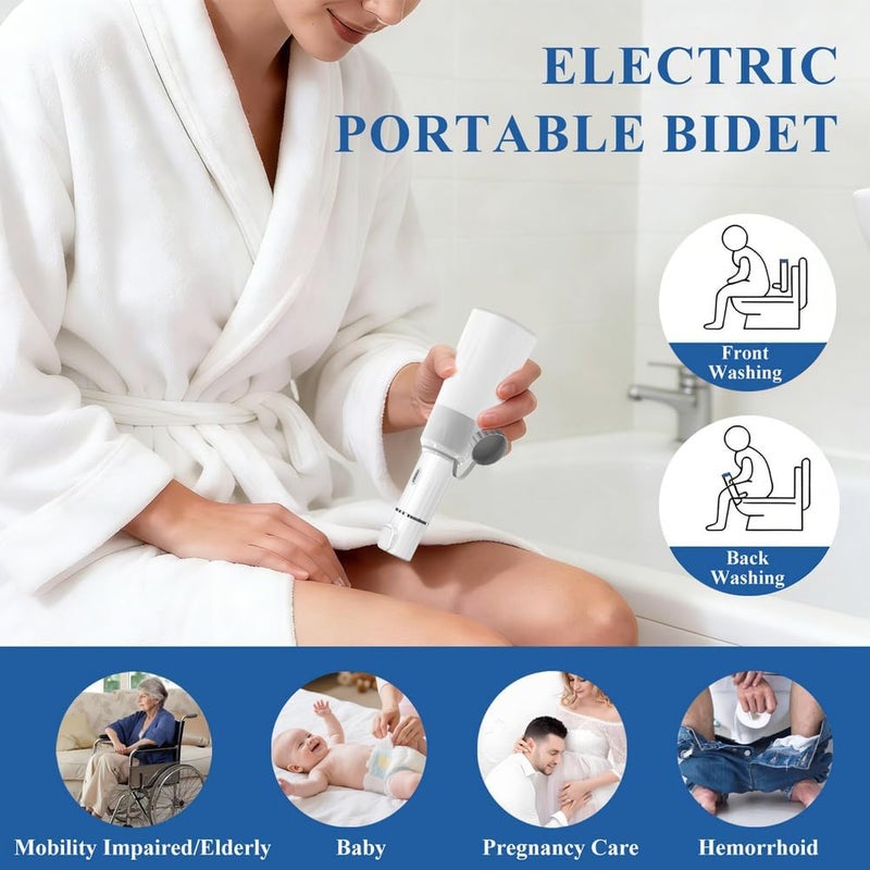 JSDQQG Portable Bidet for Travel,Handheld Bidet Sprayer for Toilet,Electric Portable Bidet for Women Men,Rechargeable,2 Modes,450ML Peri Bottle,Personal Hygiene,Postpartum Care,Baby,Camping - Image 2