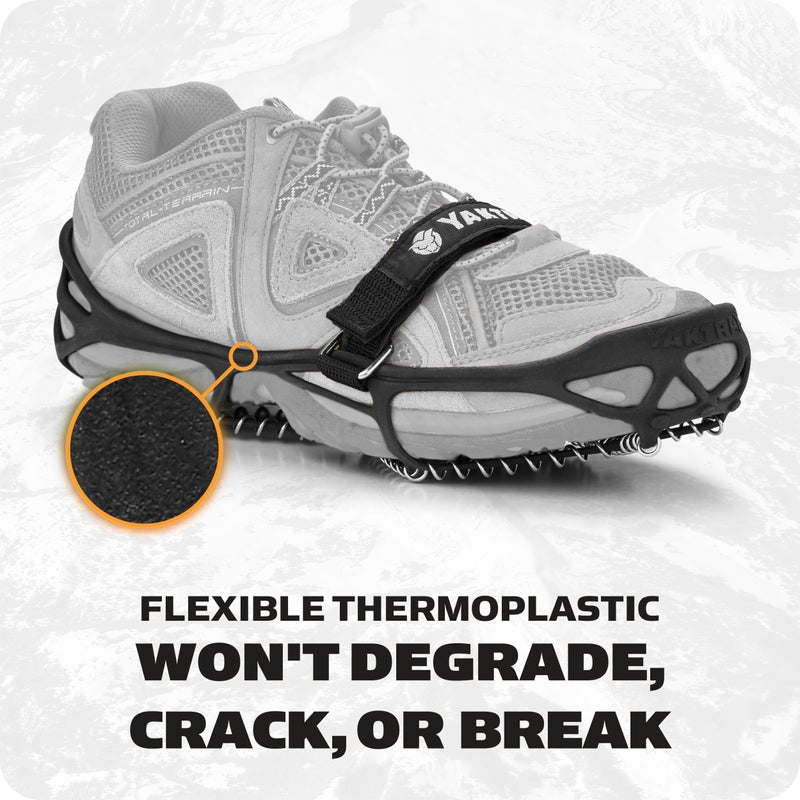 Yaktrax Pro Plus Traction Cleats for Ice and Snow, 360Â° Steel Coil Grip for All-Direction Traction, Flexible Thermoplastic Upper, Easy On/Off with Heel Tab, Includes Carry Bag & Carabiner, Medium - Image 3