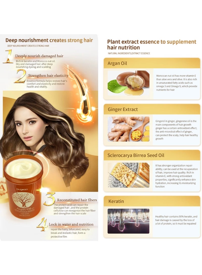Augeas قناع شعر بزيت الأركان 850 مل زيت الأركان من المغرب يغذي ويصلح الشعر التالف يحسن الأطراف المتقصفة ويستعيد صحة الشعر اللامع مرطب إضافي وناعم قناع شعر كريمي بزيت الأركان - Image 5