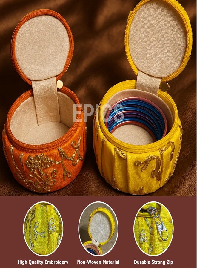 Epics Embroidery Bangle Box(Pack of 3) – Embroidered Jewellery Organiser Box for Bangles, Earrings, Bracelets & Accessories | Ideal Wedding Return Gift, Bridal Hamper & Shagun Gifting for Women - Image 4