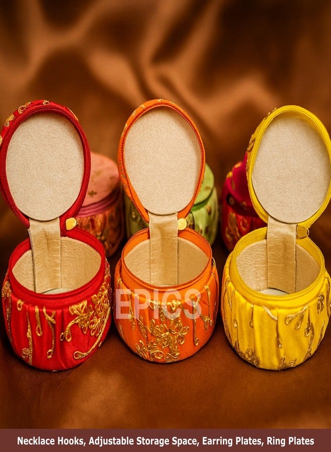 Epics Embroidery Bangle Box(Pack of 3) – Embroidered Jewellery Organiser Box for Bangles, Earrings, Bracelets & Accessories | Ideal Wedding Return Gift, Bridal Hamper & Shagun Gifting for Women - Image 2