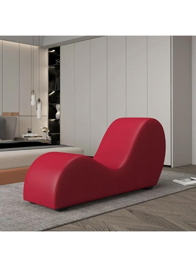 Generic S Shape Modern Curved Chaise Lounge Chair (Red)  - Image 1