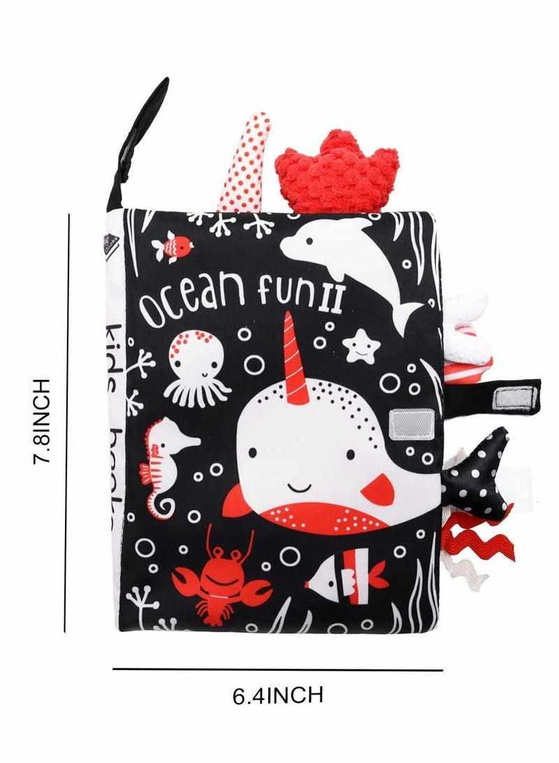 NIBEMINENT Baby Cloth Books, Soft Touch, Feel 3D Animal, Early Learning Babies Gifts, for Newborns Baby/Toddler Kids 1-3- Year Old (Ocean) - Image 2