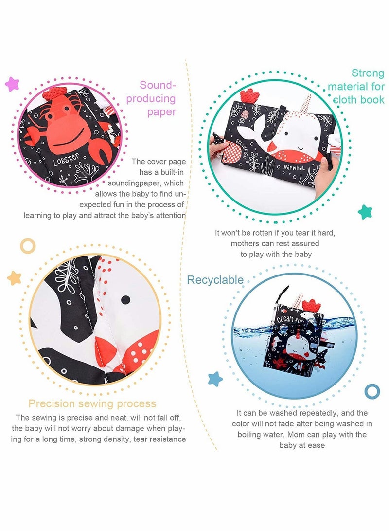 NIBEMINENT Baby Cloth Books, Soft Touch, Feel 3D Animal, Early Learning Babies Gifts, for Newborns Baby/Toddler Kids 1-3- Year Old (Ocean) - Image 3