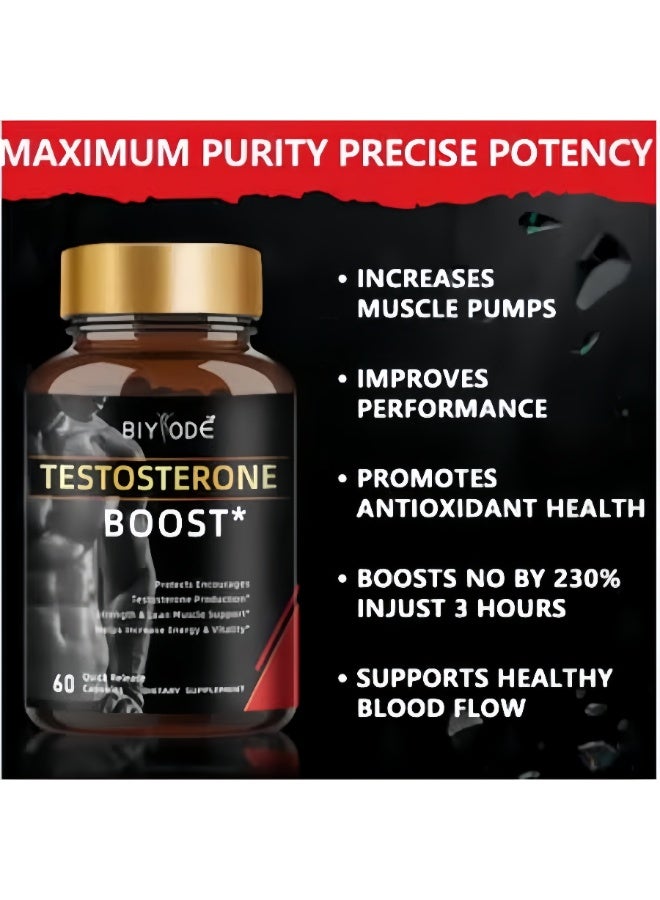 BIYODE BIYICOLE Testosterone Boost Supplement | Natural Men’s Vitality Support Capsules for Muscle Growth, Energy & Blood Circulation - Image 2