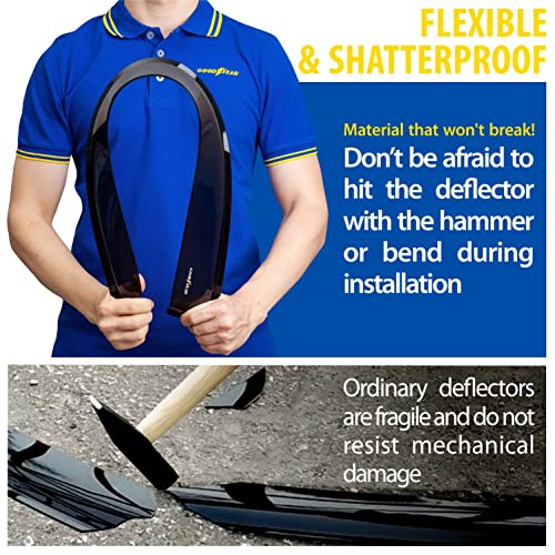 Goodyear Shatterproof Window Deflectors for Trucks Chevrolet Silverado/GMC Sierra 2007-2013 Crew Cab, Tape-on Rain Guards, Window Visors, Vent Deflector, Vent Visor, Truck Accessories, 4 pcs- GY003100 - Image 4