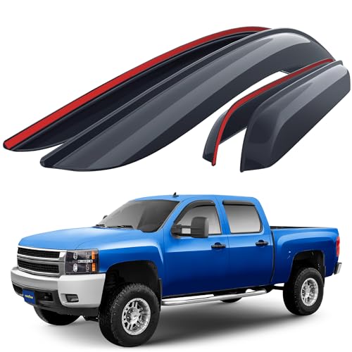 Goodyear Shatterproof Window Deflectors for Trucks Chevrolet Silverado/GMC Sierra 2007-2013 Crew Cab, Tape-on Rain Guards, Window Visors, Vent Deflector, Vent Visor, Truck Accessories, 4 pcs- GY003100 - Image 1