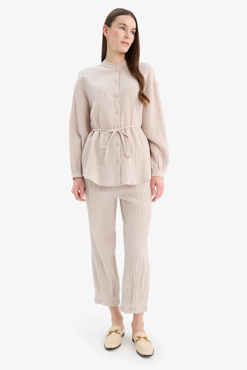 DeFacto Beige Woman Harem Muslin Trousers Casual - Image 3