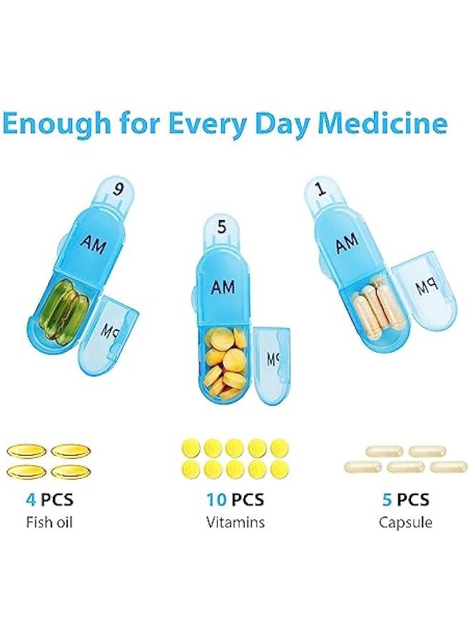 Arabest Monthly Pill Organizer 2 Times a Day, 30 Day Pill Box AM PM with Separate Container, One Month Medicine Case Twice a Day to Hold Vitamins, Supplements and Medication (Blue)  - Image 2