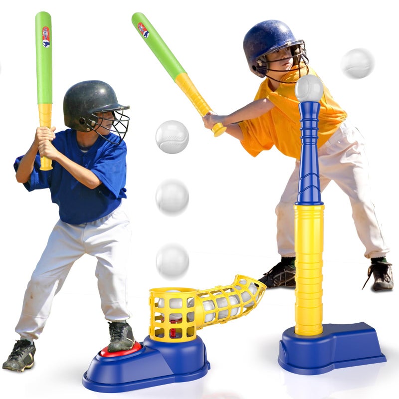 Bennol T Ball Set Toys for Ages 35 58 Kids Baseball Tee for Boys Toddlers Includes 6 Balls Auto Ball Launcher Outdoor Outside Sports T Balls Set Toys Gifts for 3 4 5 6 Year Old Boys Kids Toddlers - Image 2