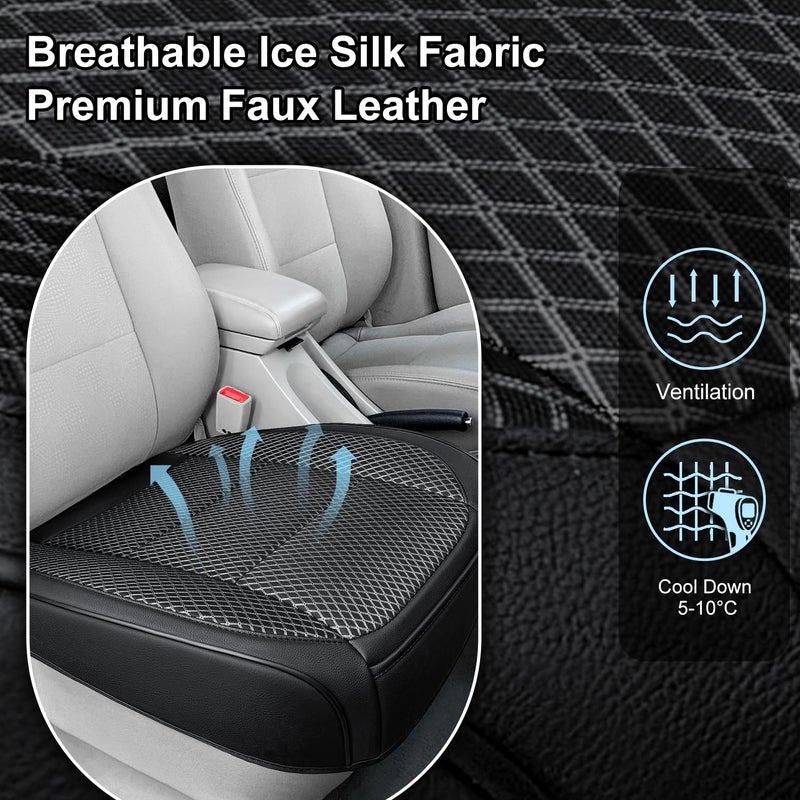 Qinlive 1 Pack Black Ventilated Bottom Car Seat Cover, 3D Air Mesh Breathable Front Leather Car Seat Protectors, Universal Fit Automotive Comfortable Seat Cushion with Storage Pocket for Car Truck SUV - Image 3