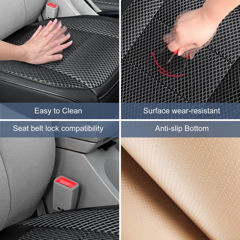 Qinlive 1 Pack Black Ventilated Bottom Car Seat Cover, 3D Air Mesh Breathable Front Leather Car Seat Protectors, Universal Fit Automotive Comfortable Seat Cushion with Storage Pocket for Car Truck SUV - Image 4
