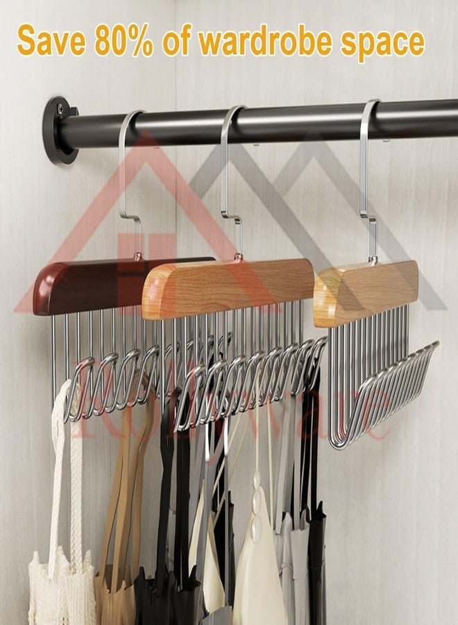 ROLLYWARE Wooden Belt Hanger for Closet with 8 Hooks, Sturdy Wooden Non-Slip Belt Holder for Wardrobe Space Saving Organizer Rotating Display Belt Rack for Bra Hat Tank Tops (Brown, 1) - Image 2