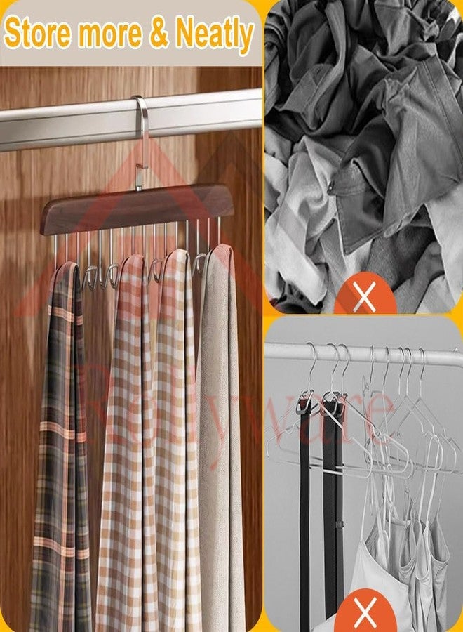 ROLLYWARE Wooden Belt Hanger for Closet with 8 Hooks, Sturdy Wooden Non-Slip Belt Holder for Wardrobe Space Saving Organizer Rotating Display Belt Rack for Bra Hat Tank Tops (Brown, 1) - Image 5