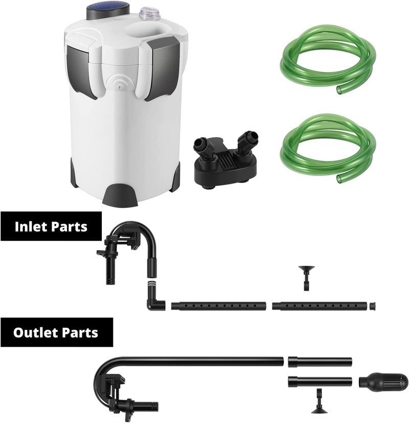 VAYINATO (HW-302) فلتر خارجي متعدد المراحل مع وسائط فلترة لحوض سمك الأكواريوم | مناسب لحوض سمك بطول 2.5 قدم إلى 4 أقدام - Image 5