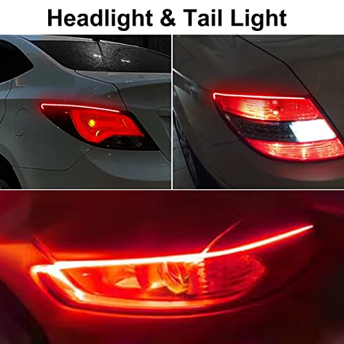 TEKSHINNY Headlight LED Strip, 2Pcs 24 Inches Flexible Dual Color Red Turn Signal Yellow Lights, Waterproof Daytime Running Light Strip for Car, Truck, SUV - Image 5