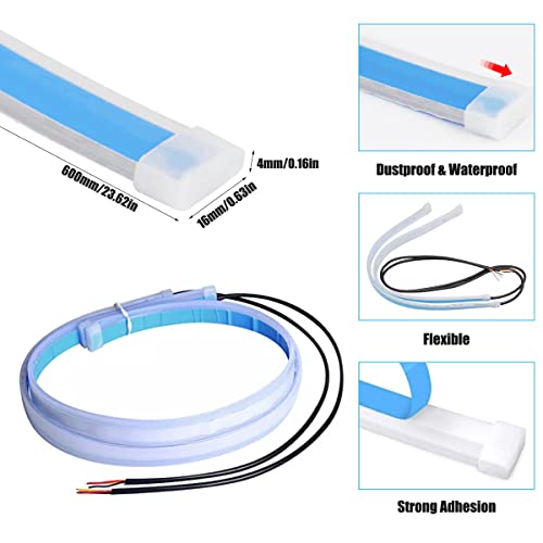 TEKSHINNY Headlight LED Strip, 2Pcs 24 Inches Flexible Dual Color Red Turn Signal Yellow Lights, Waterproof Daytime Running Light Strip for Car, Truck, SUV - Image 3