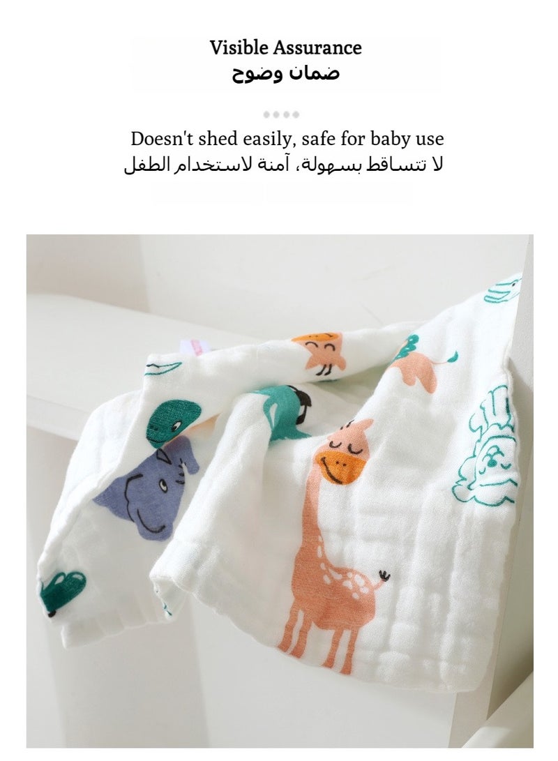 Set of 3 Baby Muslin Washcloths 50cm(19.6")*25cm(9.8") - Random Assorted Patterns, Soft and Absorbent  - Image 4