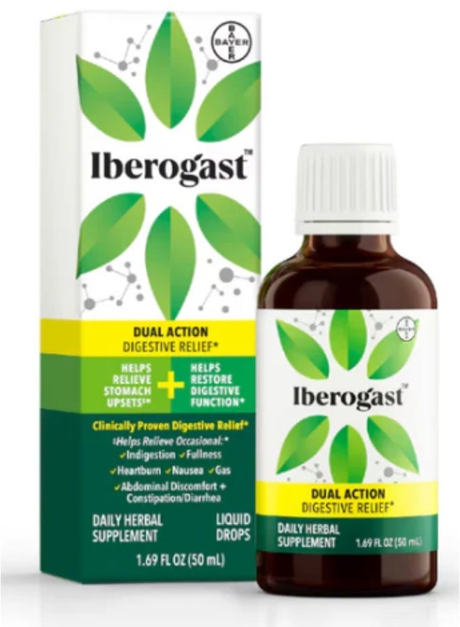 Iberogast قطرات سائلة، تخفيف عشبي لاضطرابات المعدة: عسر الهضم العرضي، الانتفاخ، الغازات، الغثيان، اضطراب المعدة؛ خالي من الغلوتين؛ مزيج من 6 أعشاب مع إيبيريس أمارا، نعناع، عرقسوس؛ 50 مل - Image 2