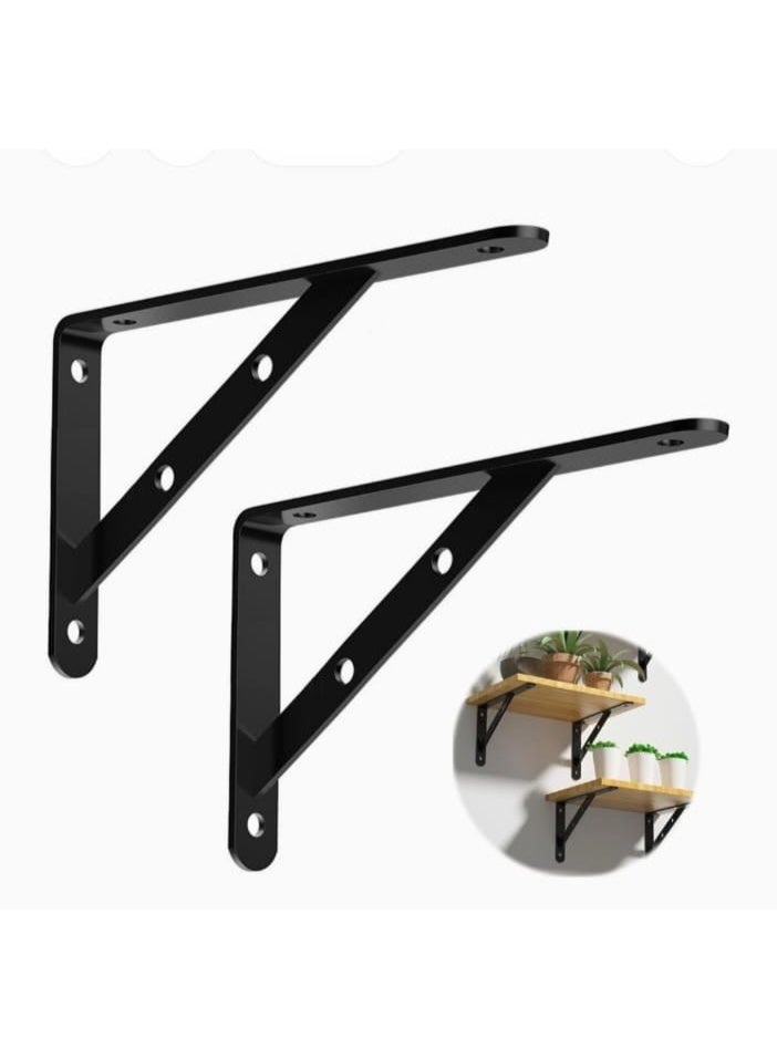 2-Piece Tabletop Support Brackets – Heavy-Duty Shelf Brackets – Right-Angle (L-Shaped) Wall-Mount Brackets – Sturdy Supports for Tables, Desks, and Bar Tops – Black - Image 1