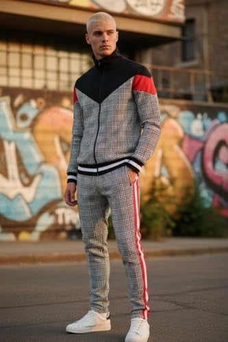 SCREENSHOT Men's Premium Workout Lifestyle Color Block FASHION Track Pants P11957-Black/Pattern-Large - Image 2