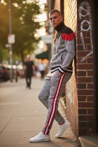 SCREENSHOT Men's Premium Workout Lifestyle Color Block FASHION Track Pants P11957-Black/Pattern-Large - Image 5