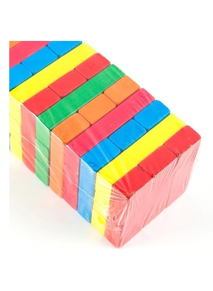 Rainbow Wooden Stacking Tumbling Tower Dice, be used as Building Blocks or Tumbling Dominoes, Promotes Fine Motor Skills and Patience, Educational Family Fun Games, 48 Pieces- 27 x 8 cm - Image 4