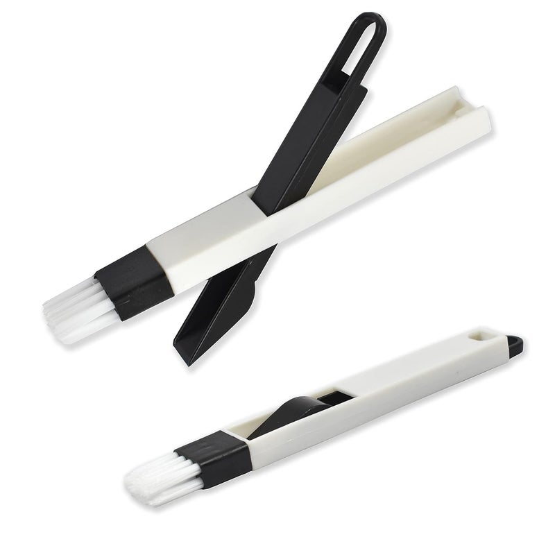 Bringhom Corners Edges Dust Multipurpose Use Cleaning Plastic Brush for Window Frame Keyboard with Mini Dustpan 2Pieces White