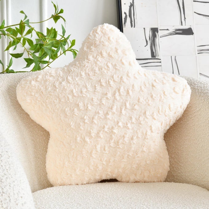 STAR PILLOW 149 STAR SHAPED PLUSH PILLOW FOR COUCH BED SOFA CUTE DECORATIVE THROW PILLOWS WITH SOFT FAUX FUR ROOM DECOR FOR BEDROOM LIVING ROOM BEIGE